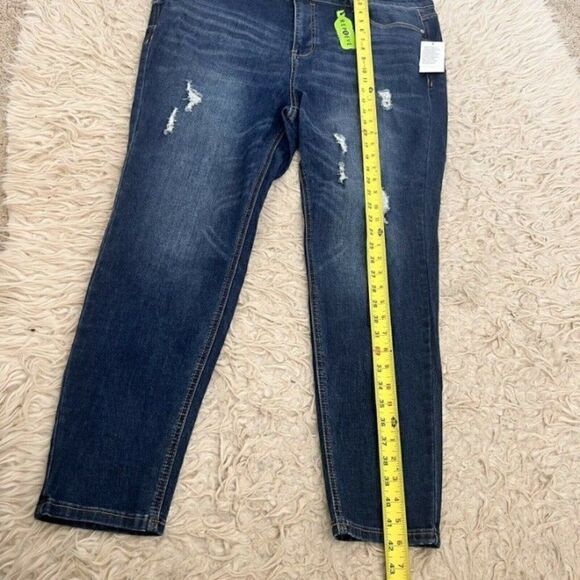 ELOQUII Women's Classic Fit Peach Lift Distressed Skinny Jean Dark Wash 22 NWT - Picture 8 of 11